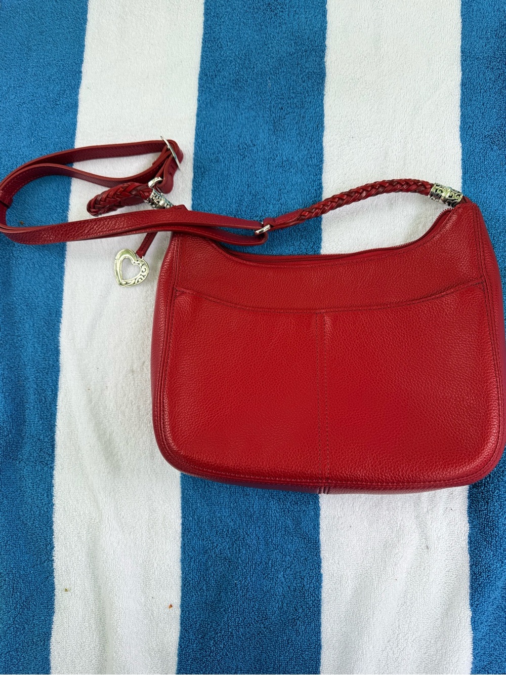 Brighton Red Leather Shoulder Bag with Braided Strap - Picture 5 of 7